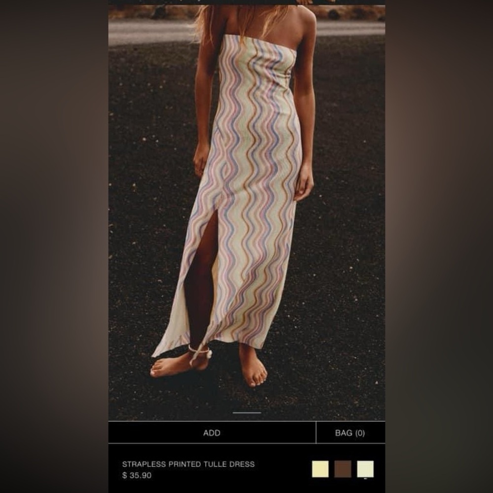 Strapless mesh midi dress